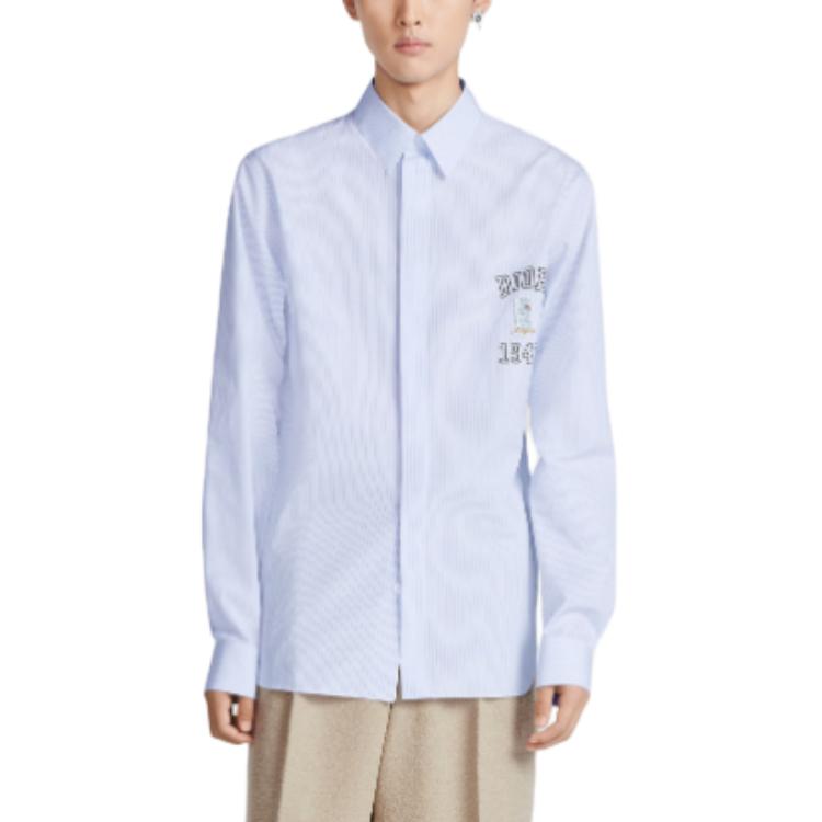 Shop DIOR 蓝色长袖衬衫 字母logo 尖领 483C574A5981-C579