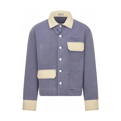 DIOR Blue Long Sleeve Button-Up Jacket with Letter Pattern. 313D485AY519-C581