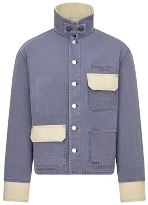 DIOR 藍色字母圖案長袖扣釦外套 313D485AY519-C581 Shop DIOR 藍色字母圖案長袖扣釦外套 313D485AY519-C581