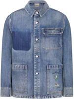 Order DIOR Blue Long Sleeve Denim Jacket with Single-Breasted Collar. 493D493AY552-C588