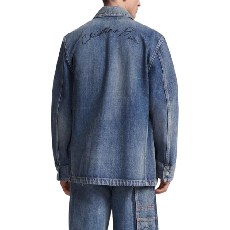 Purchase 迪奥 蓝色单排扣翻领长袖牛仔夹克. 493D493AY552-C588