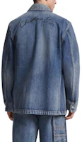 Purchase DIOR Blue Long Sleeve Denim Jacket with Single-Breasted Collar. 493D493AY552-C588