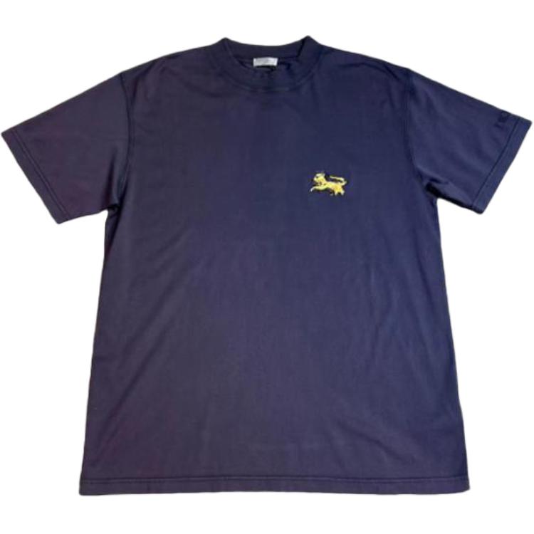 DIOR  Blue Loose-Fit T-Shirt with Solid Color Logo Embroidery. 143J649A0677-C340