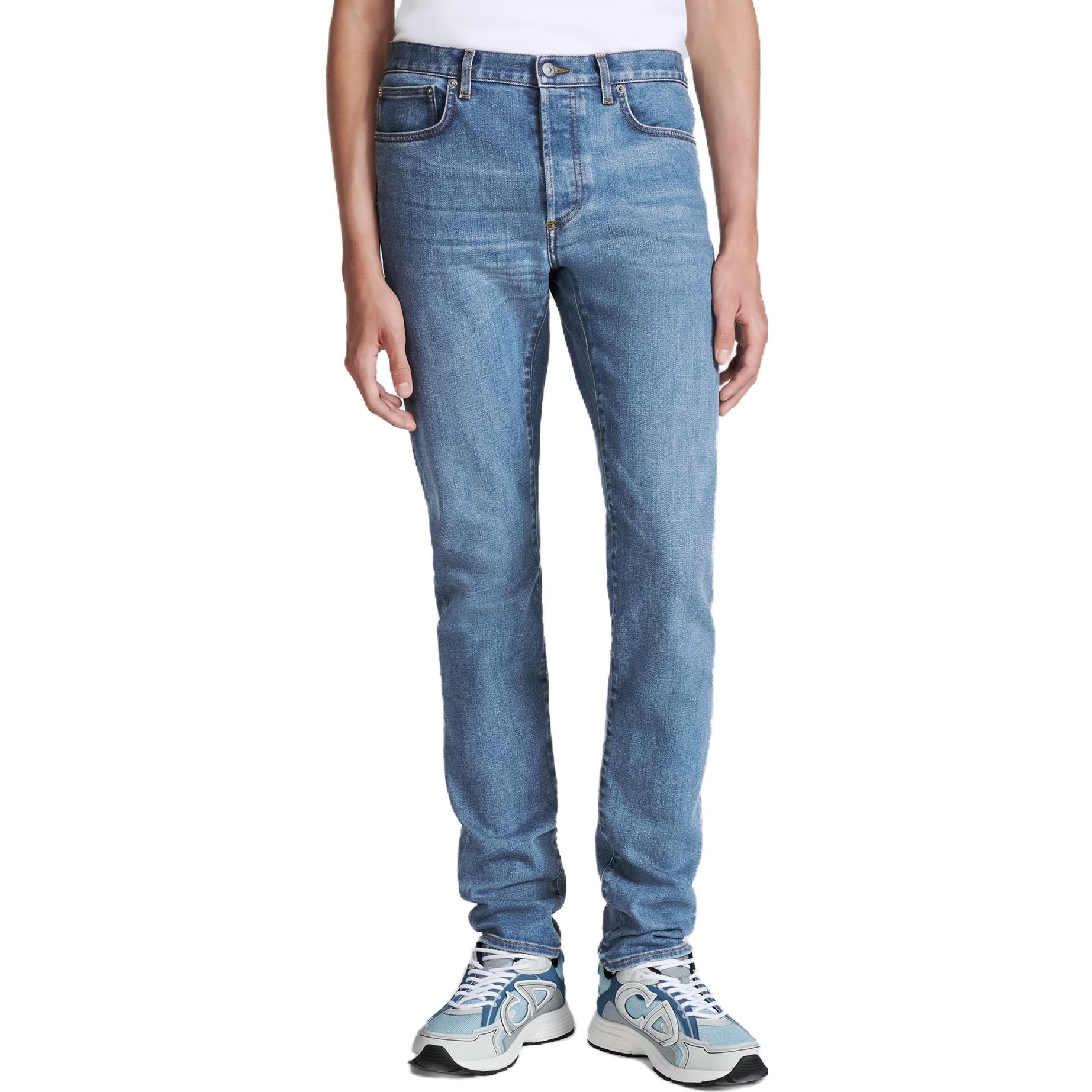 Shop DIOR 蓝色中腰修身弹力牛仔裤 193DS00K349X-C530