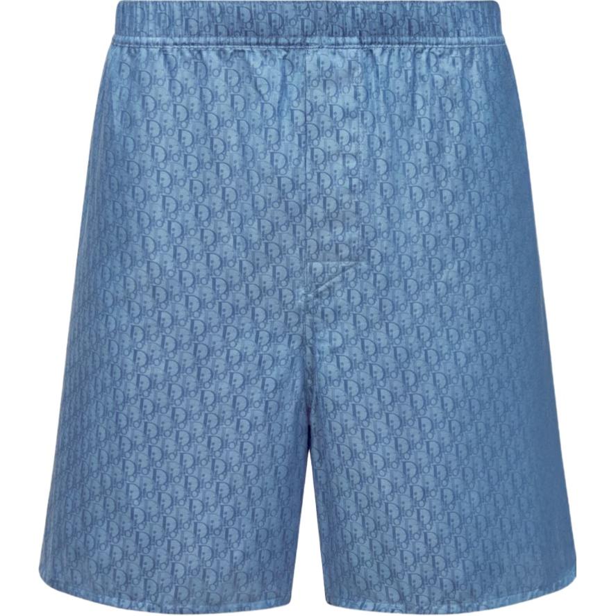DIOR  Blue Monogram Elastic Waist Casual Shorts 483C102A5231-C545
