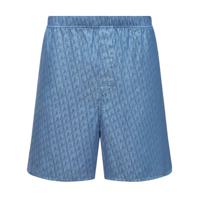 DIOR Blue Monogram Elastic Waist Casual Shorts 483C102A5231-C545