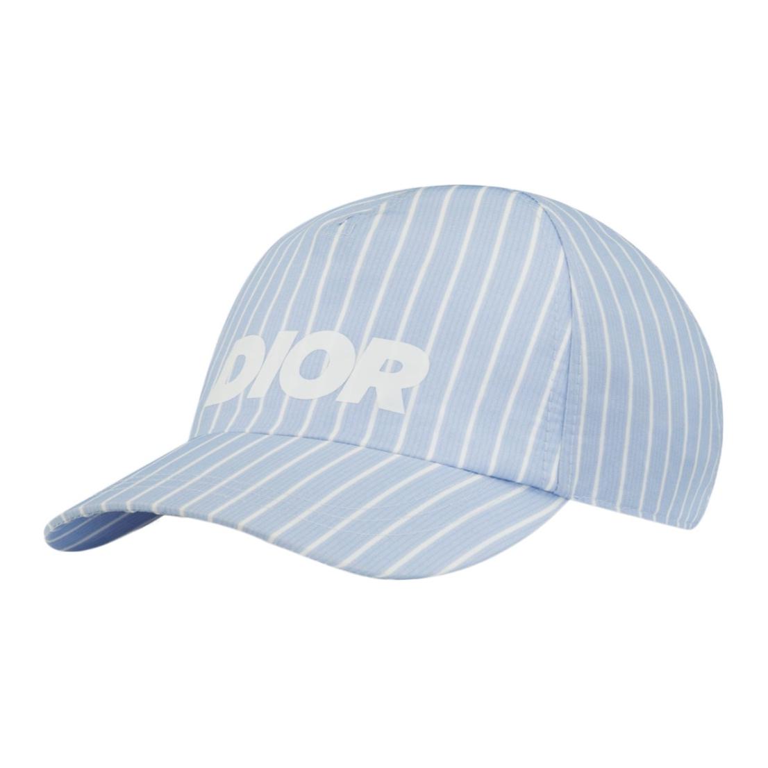 DIOR  Blue Polyester Baseball Cap with Logo Stripe Design. 483C900AB067