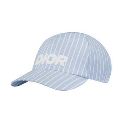 DIOR Blue Polyester Baseball Cap with Logo Stripe Design. 483C900AB067