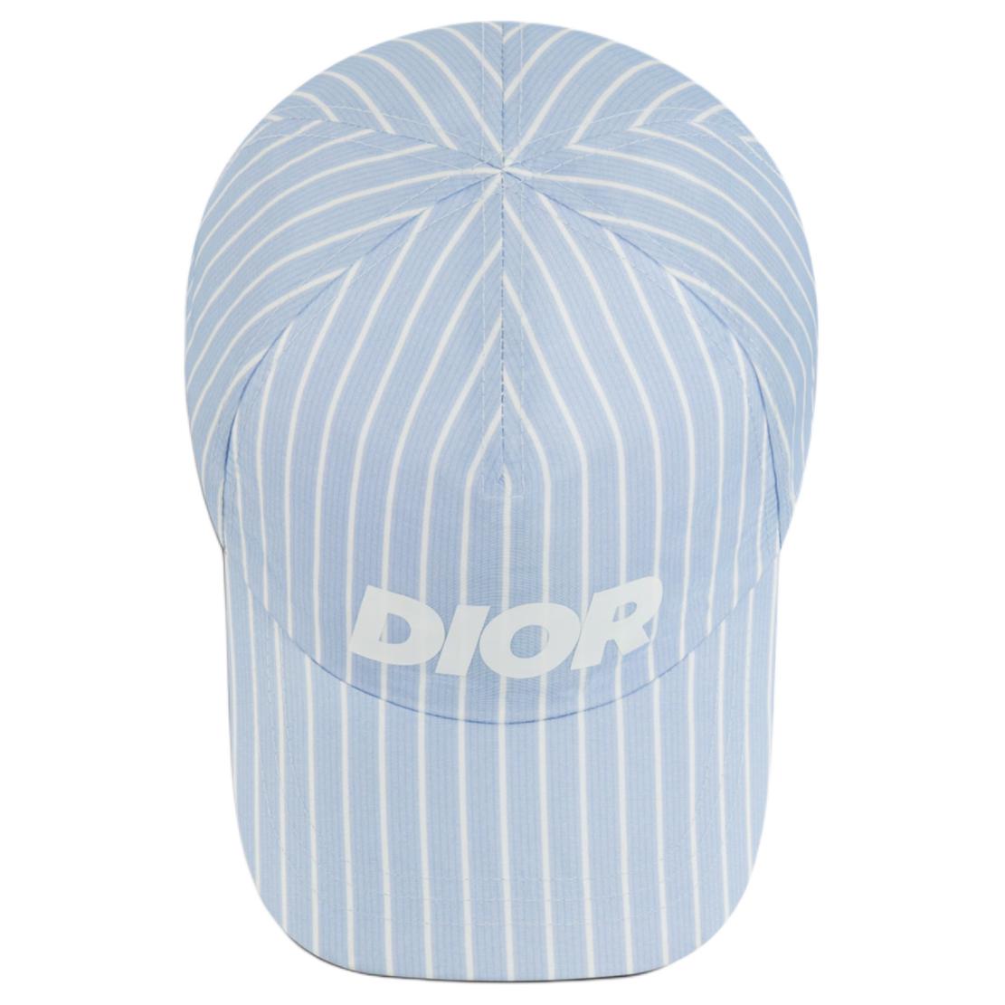 Shop DIOR Topi Baseball Biru Poliester dengan Desain Logo Garis. 483C900AB067