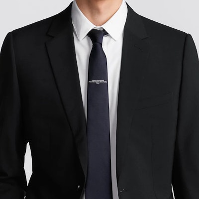 DIOR Blue Silk Tie with Logo Design. 41C1047B0914_C580 Purchase DIOR Blue Silk Tie with Logo Design. 41C1047B0914_C580