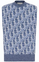 DIOR Blue Sleeveless Knitted Sweater with Logo Jacquard Pattern. 393M662AT662-C580 DIOR Blue Sleeveless Knitted Sweater with Logo Jacquard Pattern. 393M662AT662-C580