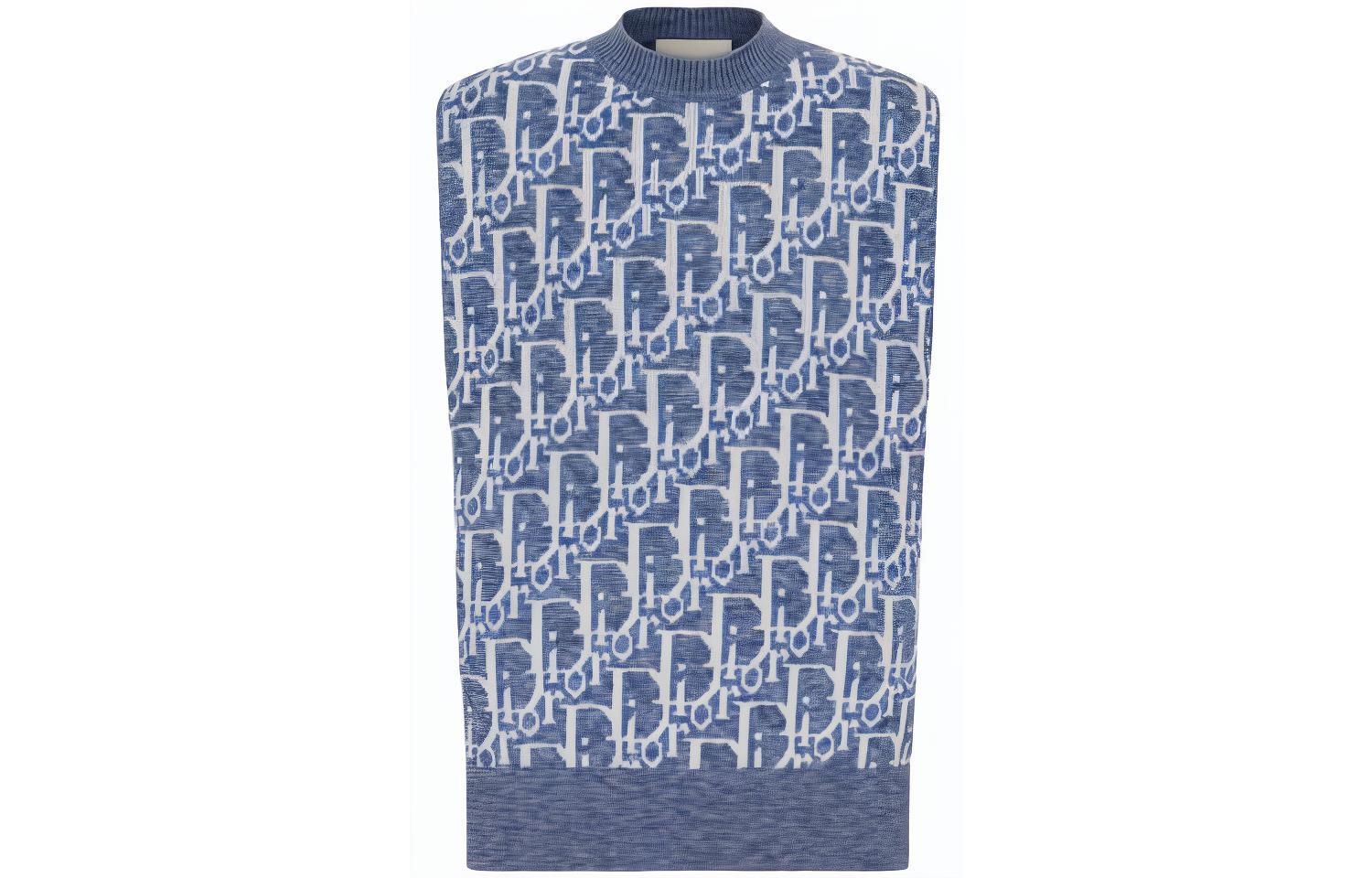 Order ディオール ブルー ノースリーブ ニット セーター ロゴ ジャカード パターン付き. 393M662AT662-C580