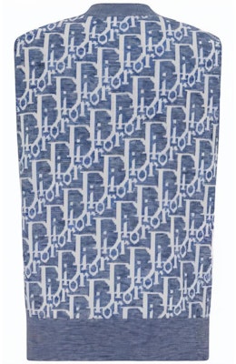 ディオール ブルー ノースリーブ ニット セーター ロゴ ジャカード パターン付き. 393M662AT662-C580 Lookbook ディオール ブルー ノースリーブ ニット セーター ロゴ ジャカード パターン付き. 393M662AT662-C580