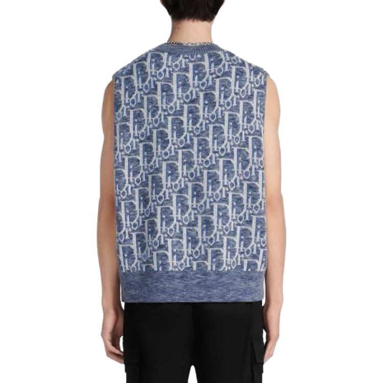 Purchase ディオール ブルー ノースリーブ ニット セーター ロゴ ジャカード パターン付き. 393M662AT662-C580