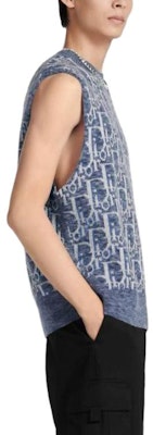 ディオール ブルー ノースリーブ ニット セーター ロゴ ジャカード パターン付き. 393M662AT662-C580 Details for ディオール ブルー ノースリーブ ニット セーター ロゴ ジャカード パターン付き. 393M662AT662-C580