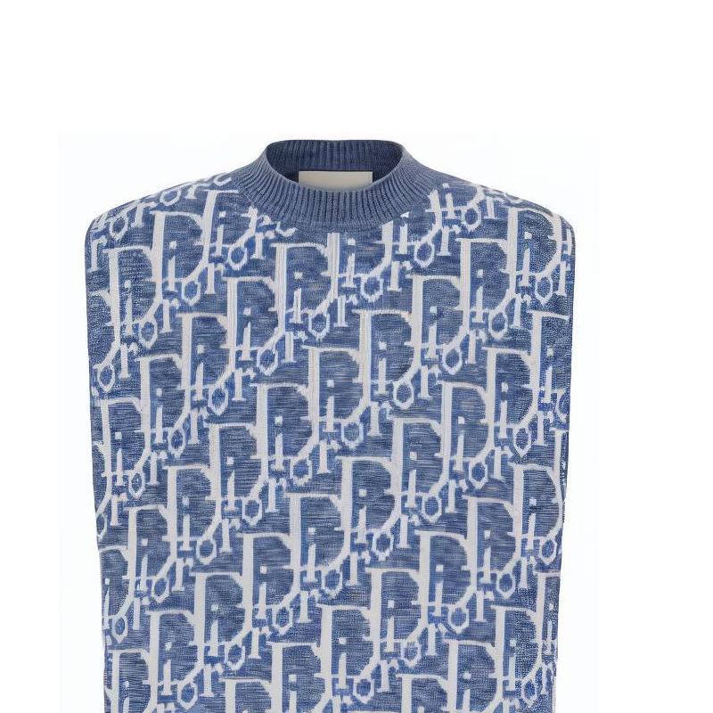 Sizing ディオール ブルー ノースリーブ ニット セーター ロゴ ジャカード パターン付き. 393M662AT662-C580