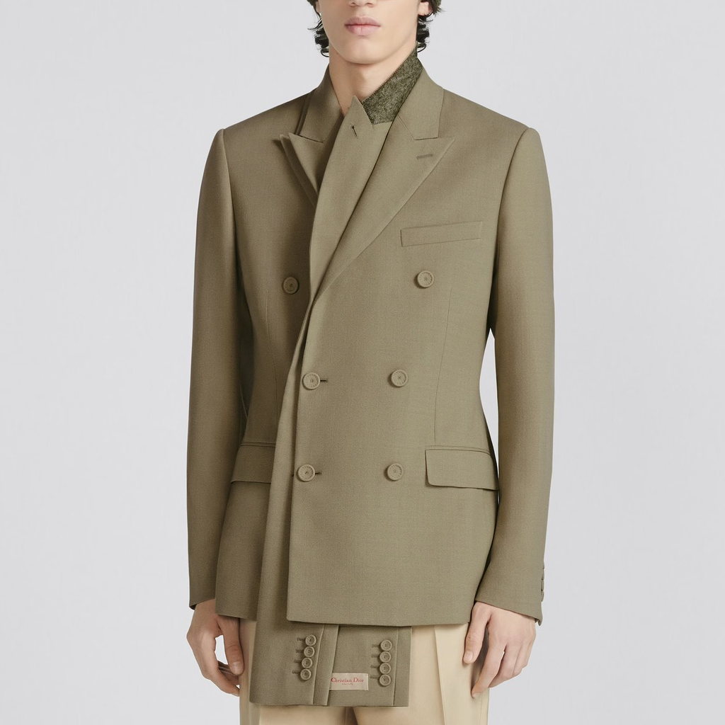 DIOR  Brown Green Double-Breasted Blazer with Detachable Scarf. 383C253A5775-C640 圖 4