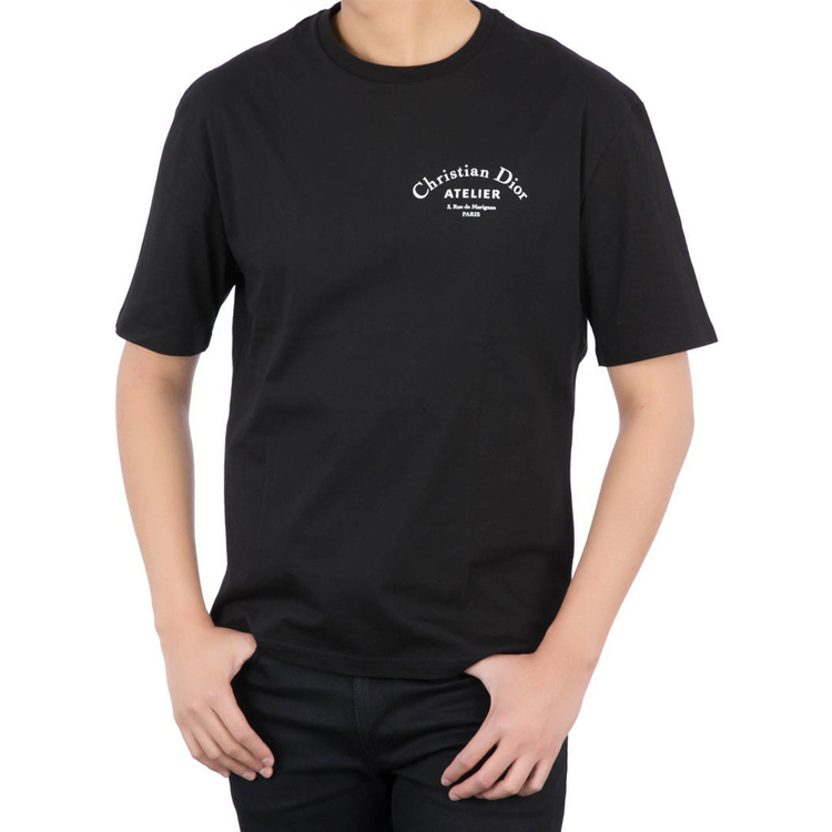 Cheap DIOR "Christian Atelier" 黑色男女同款標誌T恤 863J621I0533-C980