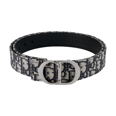 DIOR Classic Oblique Reversible Leather Belt Black/Beige 3.5cm. 4371RUYSEH05E