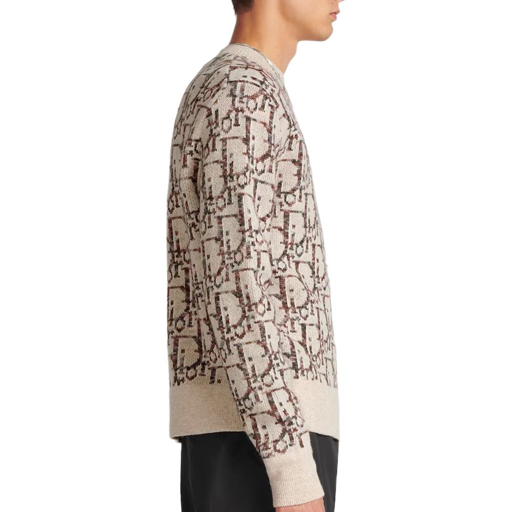 Sizing DIOR Crewneck Sweater Lengan Panjang Bordir Huruf. 193M638AT662-C187