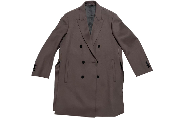 Order DIOR  Dark Brown Double-Breasted Coat with Strap Detail. 943C324B4663-C483