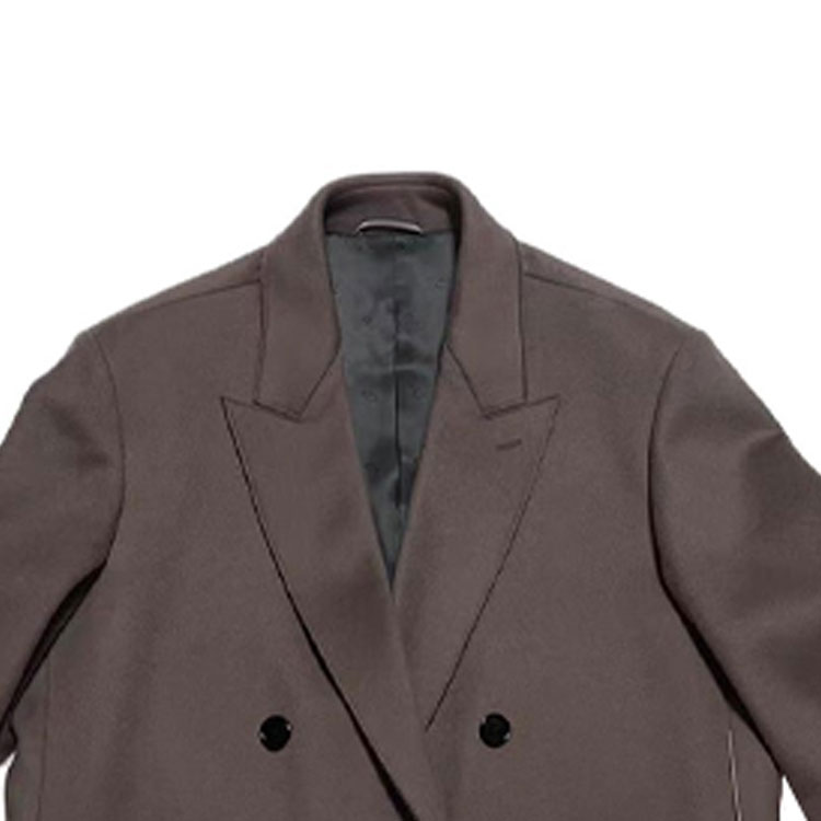 Shop DIOR  Dark Brown Double-Breasted Coat with Strap Detail. 943C324B4663-C483