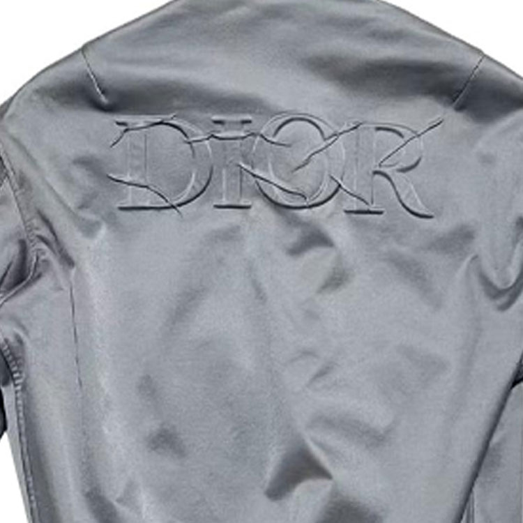 Cheap DIOR Jaket Kerah Glossy Embossed - Abu-Abu 023J250A4826-C885