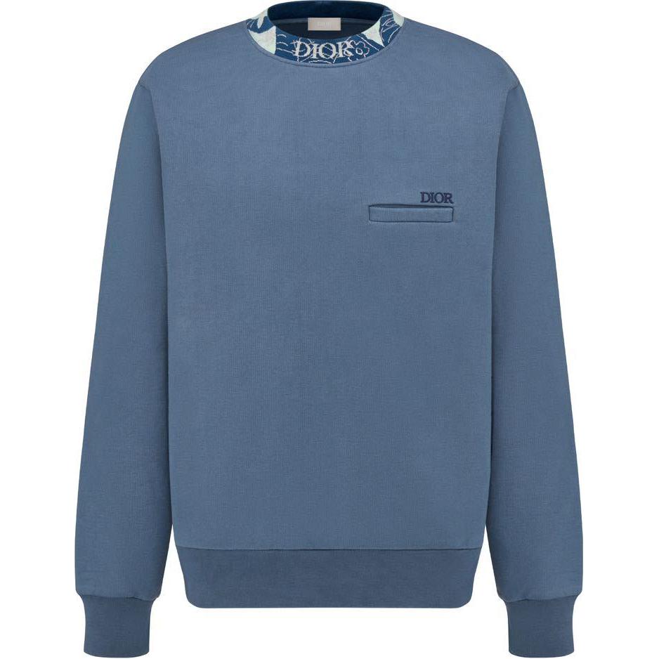 DIOR  Embroidered Logo Crewneck Sweatshirt Misty Blue. 383J694A0807-C585
