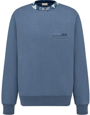 DIOR Embroidered Logo Crewneck Sweatshirt Misty Blue. 383J694A0807-C585 Order DIOR Embroidered Logo Crewneck Sweatshirt Misty Blue. 383J694A0807-C585