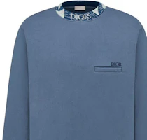 Shop DIOR 刺繡標誌圓領衛衣 霧藍色 383J694A0807-C585