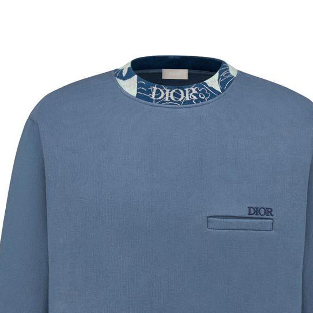 Details for DIOR  Embroidered Logo Crewneck Sweatshirt Misty Blue. 383J694A0807-C585