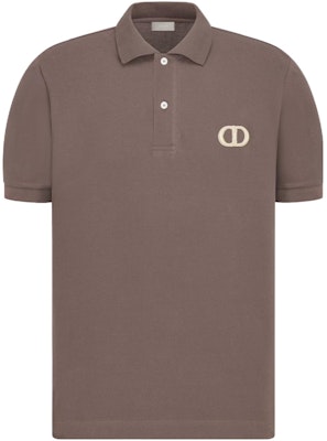 DIOR Embroidered Logo Straight-Cut Brown Polo Shirt. 013J800A0373-C771 Buy DIOR Embroidered Logo Straight-Cut Brown Polo Shirt. 013J800A0373-C771