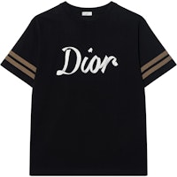 DIOR FW22 Logo Print Striped T-Shirt Black 293J659A0554-C980 DIOR FW22 Logo Print Striped T-Shirt Black 293J659A0554-C980