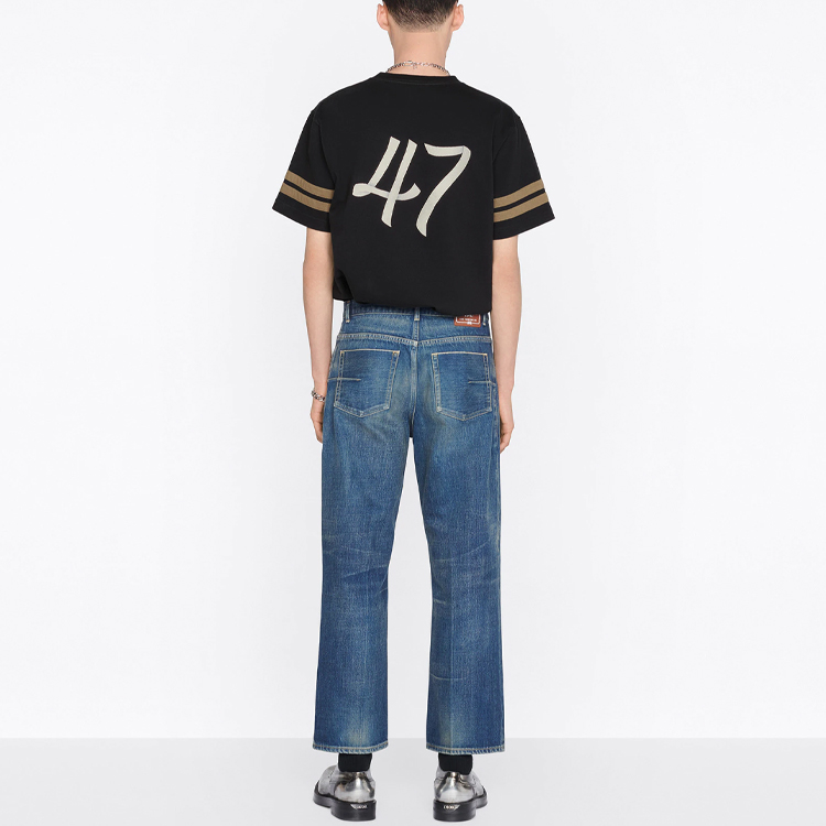 Cheap DIOR FW22 條紋印花Logo黑色短袖T恤 293J659A0554-C980