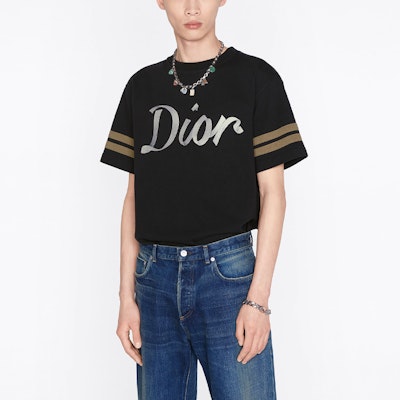 Camiseta Negra Rayas y Logo DIOR FW22 293J659A0554-C980 1