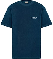 DIOR FW25 Blue Loose-Fit Embroidered Cotton T-Shirt. 593J696F3006-C580 DIOR FW25 Blue Loose-Fit Embroidered Cotton T-Shirt. 593J696F3006-C580