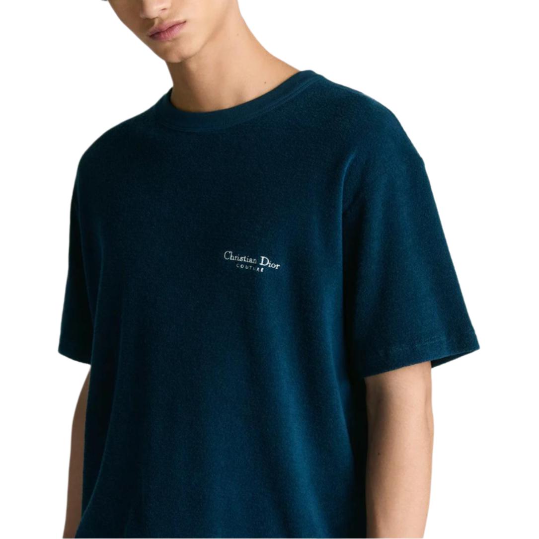 Details for DIOR FW25 蓝色宽松刺绣棉质T恤。 593J696F3006-C580