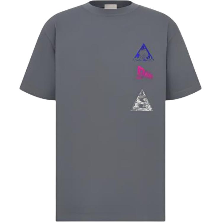 DIOR  Graphic Print Loose Fit Crewneck T-Shirt - Grey. 393J696D0817C889