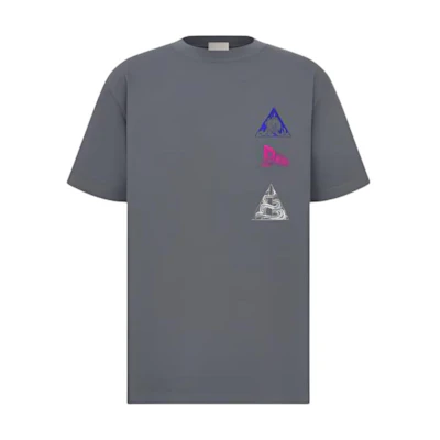 DIOR Graphic Print Loose Fit Crewneck T-Shirt - Grey. 393J696D0817C889