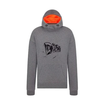 DIOR Gray Logo Printed Hoodie Sweatshirt. 393J633A0850C879