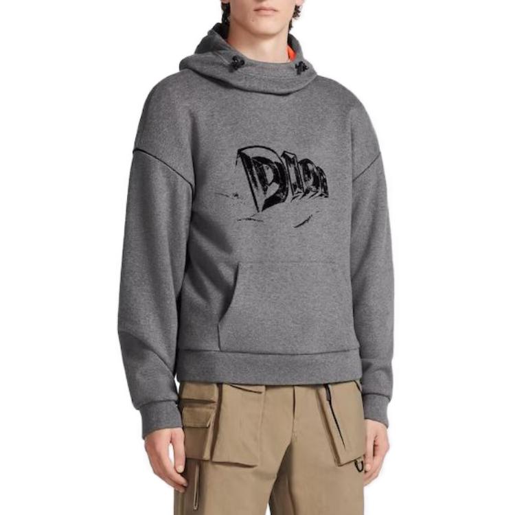 DIOR  Gray Logo Printed Hoodie Sweatshirt. 393J633A0850C879 圖 3