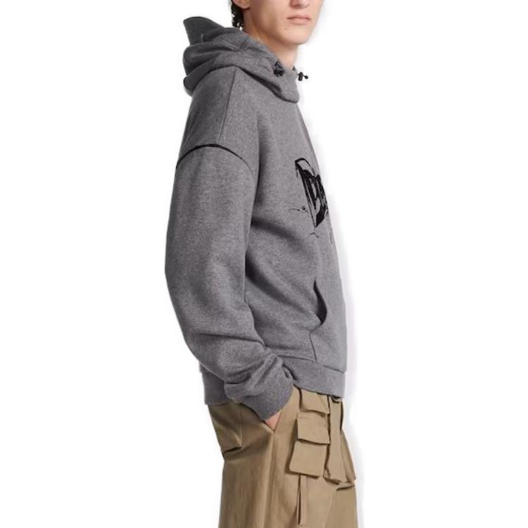 DIOR  Gray Logo Printed Hoodie Sweatshirt. 393J633A0850C879 圖 4