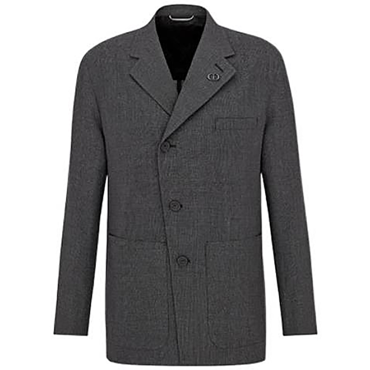 DIOR  Gray Single-Breasted Plaid Long-Sleeve Blazer Jacket 113C278A5605-C888
