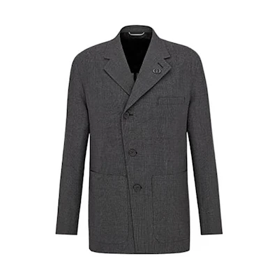 DIOR Gray Single-Breasted Plaid Long-Sleeve Blazer Jacket 113C278A5605-C888