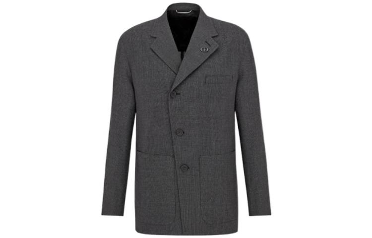 DIOR  Gray Single-Breasted Plaid Long-Sleeve Blazer Jacket 113C278A5605-C888 圖 2