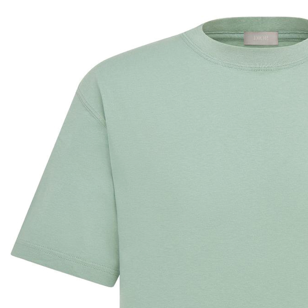 DIOR  Green Logo Print Loose Fit Crew Neck Casual T-Shirt 293J696F0753-C685 圖 5