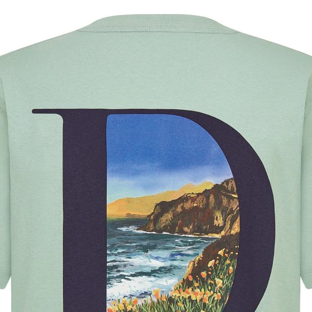 DIOR  Green Logo Print Loose Fit Crew Neck Casual T-Shirt 293J696F0753-C685 圖 7