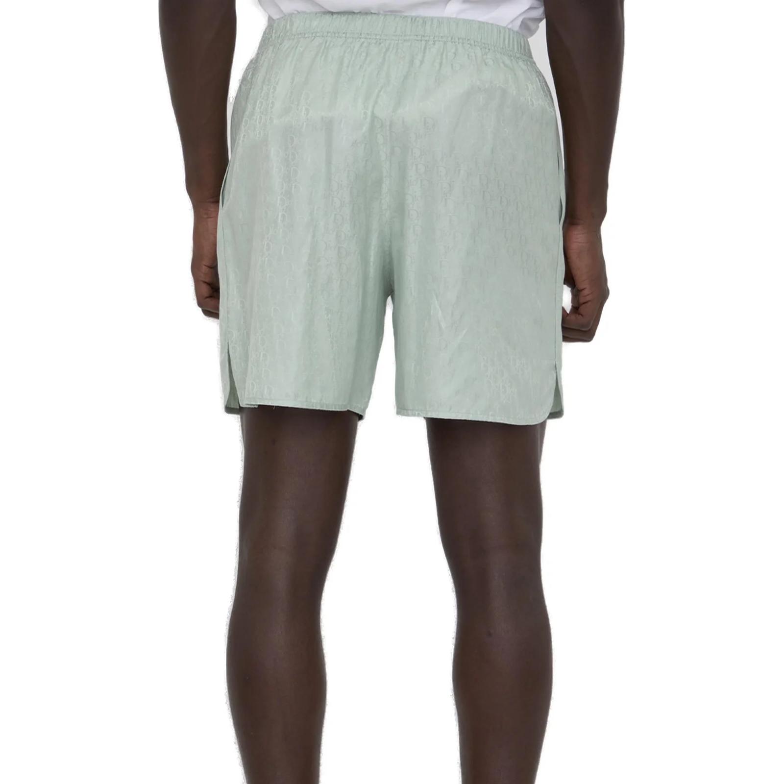 Shop Dior Celana Pendek Santai Monogram Hijau Pinggang Elastis 483C102A5231-C646