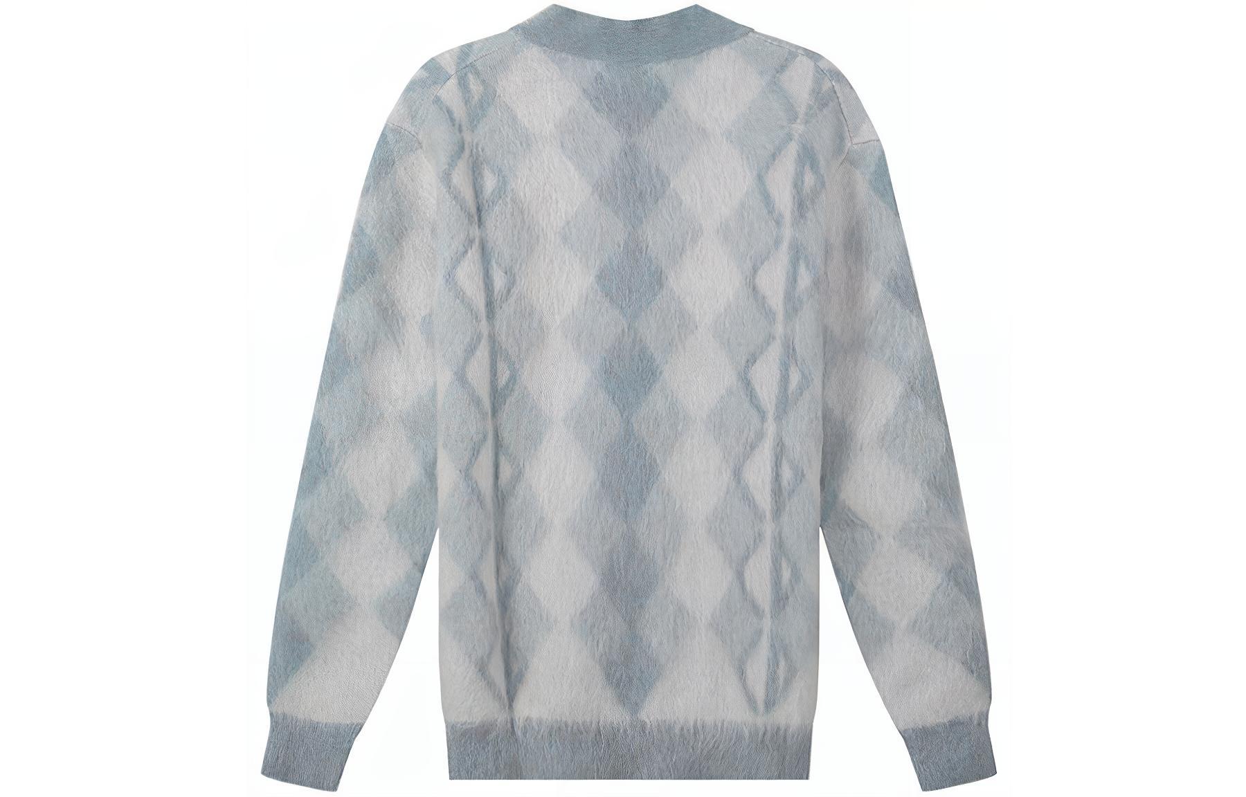DIOR  Grey-Blue Diamond Pattern V-Neck Knit Sweater. 213M236AT427-570 圖 3