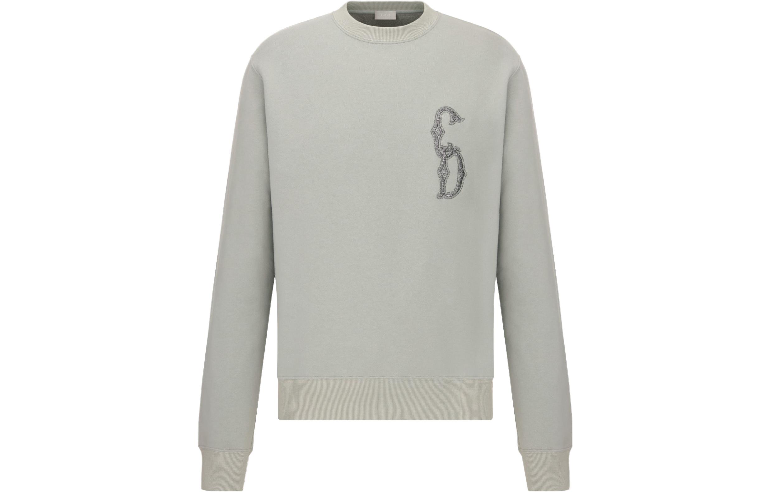DIOR  Grey Embroidered Crewneck Long-Sleeve Sweatshirt 343J699A053-1C888